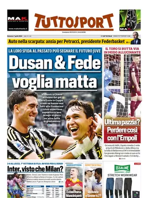 Prima pagina Tuttosport (7 aprile 2024)