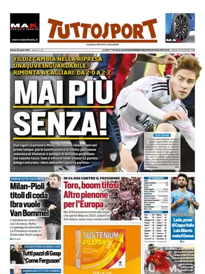 Prima pagina Tuttosport (20 aprile 2024)