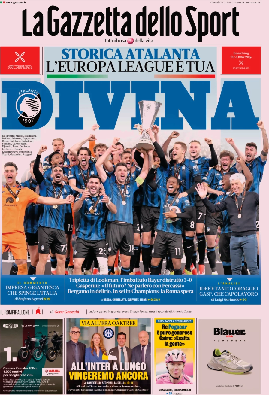 Prima pagina La Gazzetta dello Sport 23 maggio 2024